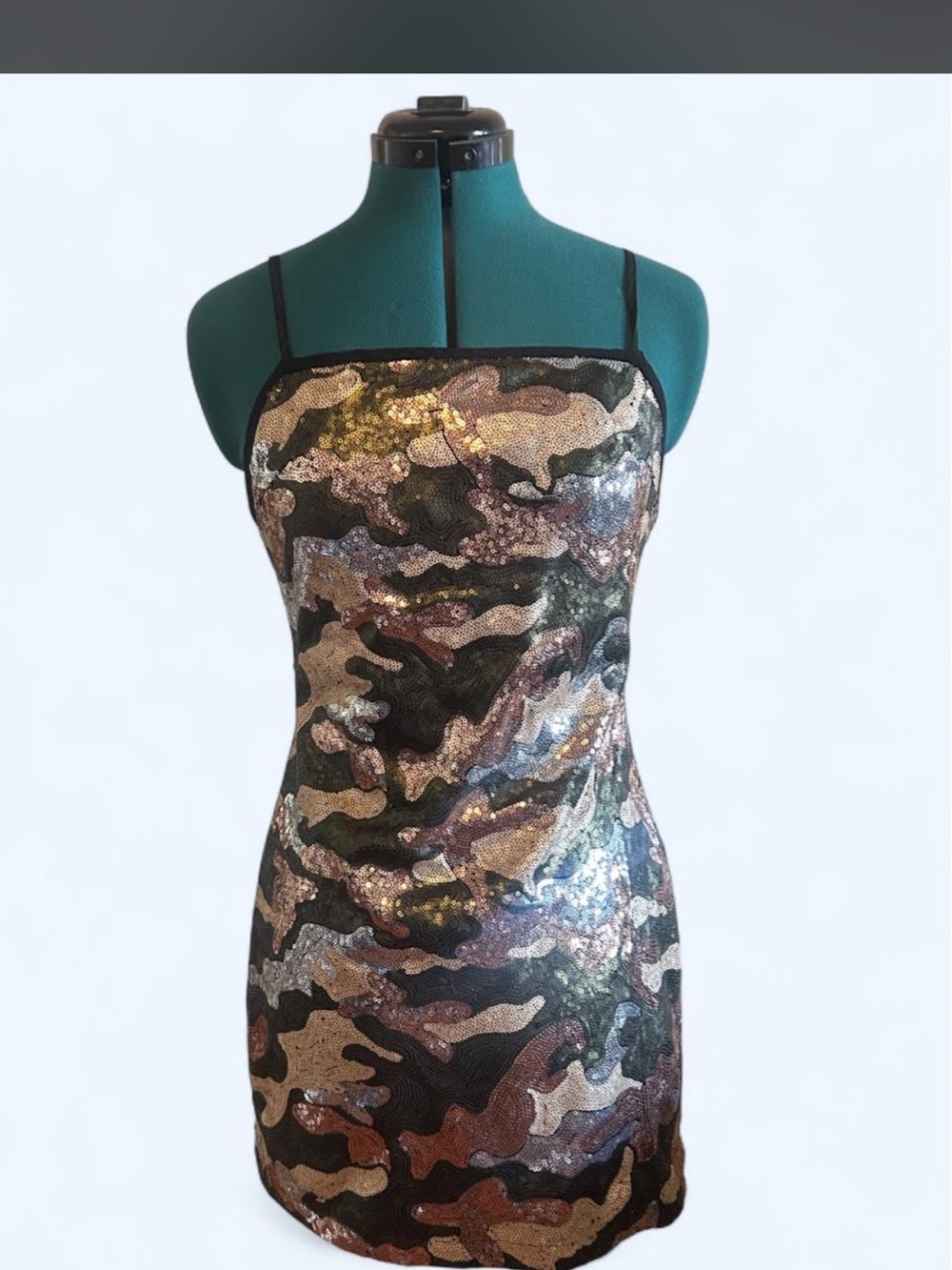 Honey Punch Multicolor Sequin Camo Mini Dress
